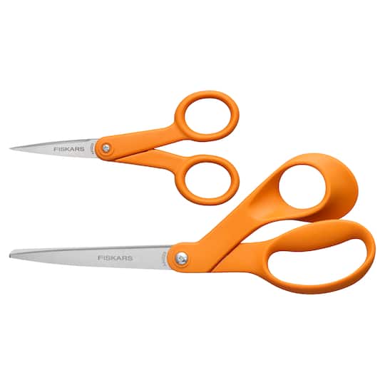 Fiskars® 8" & No.5 Micro-Tip® Orange-Handled Scissors Set